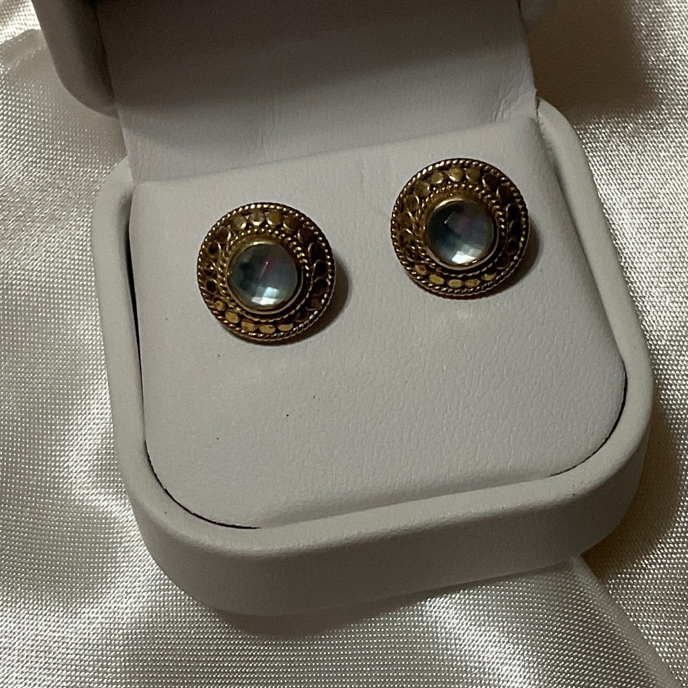 Anna Beck aquamarine gold over sterling handmade earrings